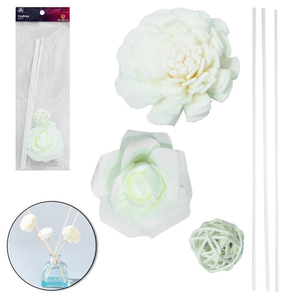 VARETAS DE FIBRA FLOR PARA DIFUSOR DE AROMAS COM 3 PECAS 24CM