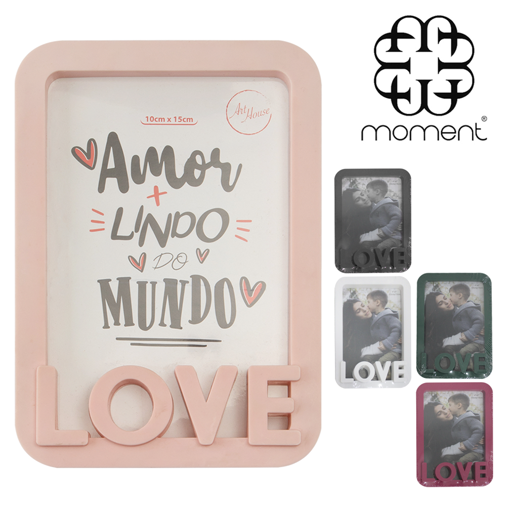 PORTA RETRATO 10X15 COM MOLDURA DE PLASTICO LOVE VERTICAL