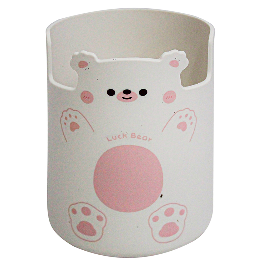 ORGANIZADOR DE MESA / PORTA CANETA / LAPIS / SUPORTE DE CELULAR DE PLASTICO URSO 10,5X8CM DE Ø
