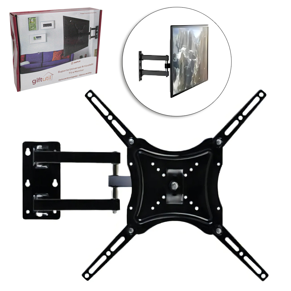 SUPORTE PARA TV DE 14'' A 55'' ARTICULAVEL E INCLINAVEL