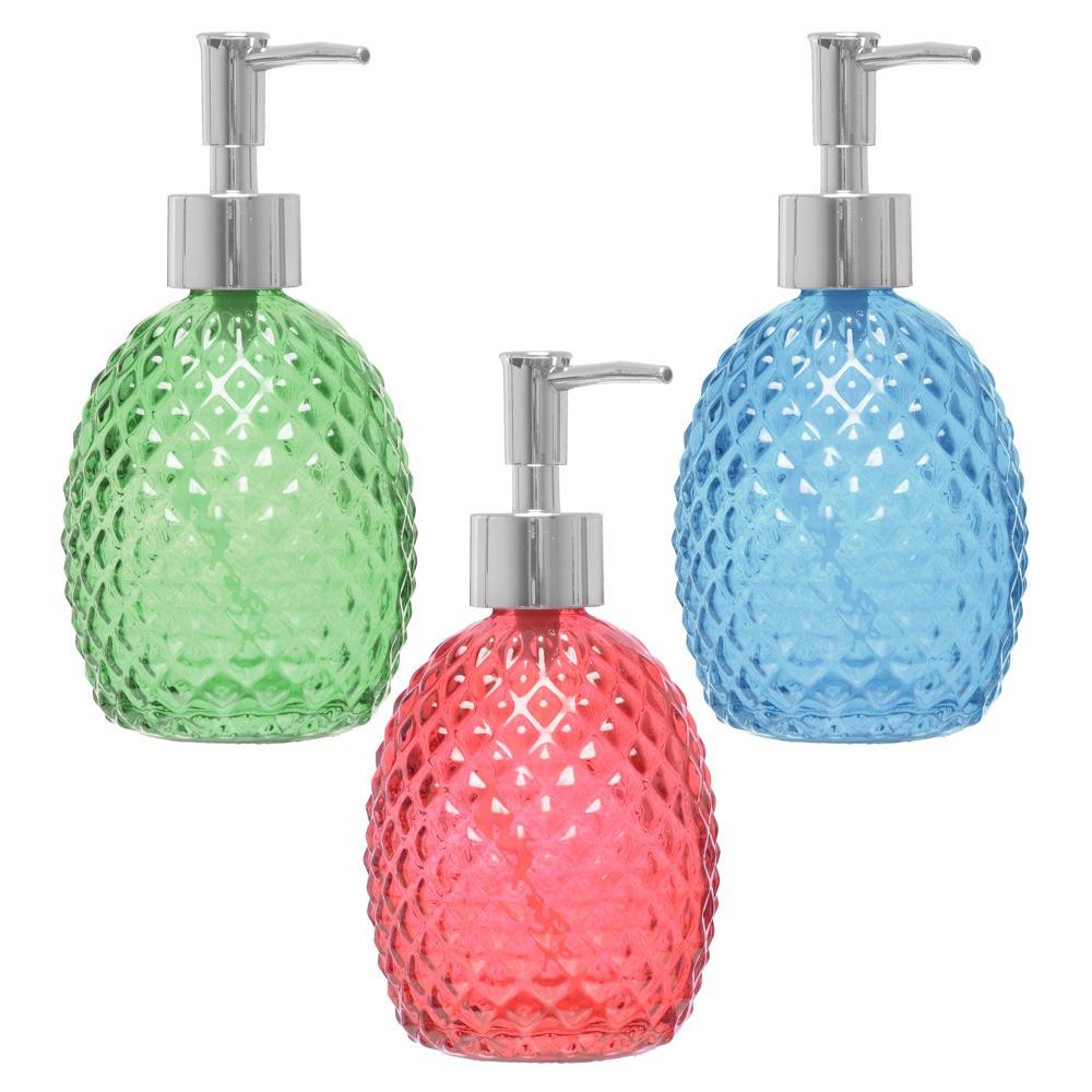 PORTA SABONETE LIQUIDO DE VIDRO REDONDO TRANSCOLOR 400ML