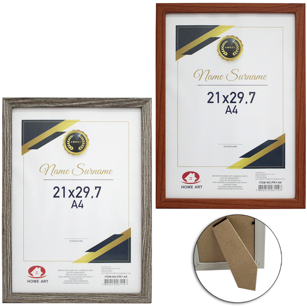 QUADRO PARA DIPLOMAS / CERTIFICADOS A4 DE PLASTICO TMD 29,7X21CM