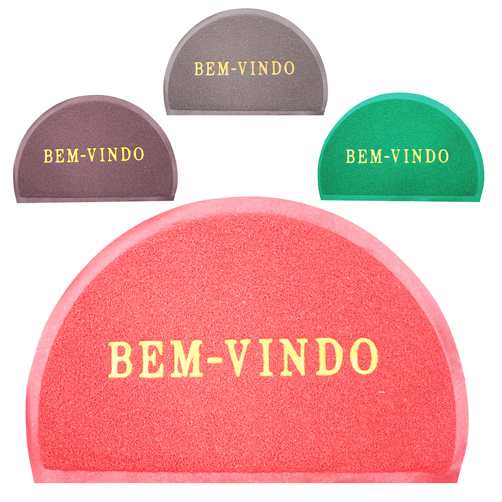 TAPETE CAPACHO DE PISO VINILICO MEIA LUA BEM VINDO 57X38CM