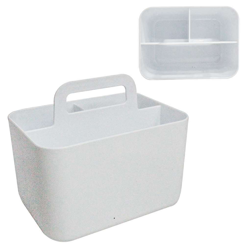 ORGANIZADOR DE PLASTICO RETANGULAR COM 3 CAVIDADES + ALCA INOVA 15X13,5X11CM