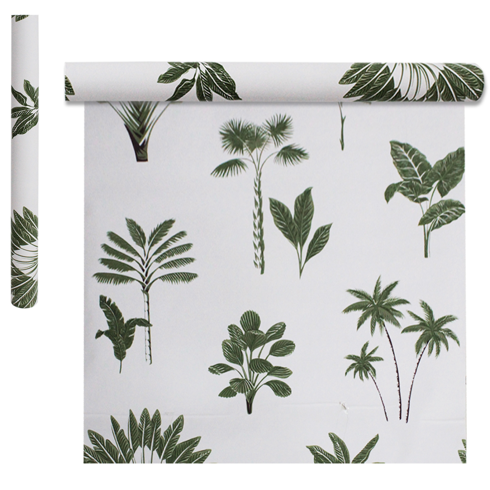 PAPEL DE PAREDE ROLO AUTOADESIVO FOLHAS VERDES 45CMX5M