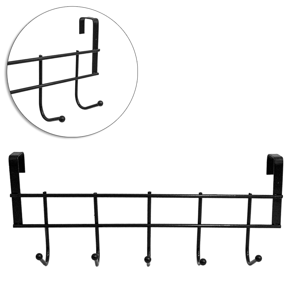 CABIDE GANCHO ARAMADO PARA PORTA COM 5 GANCHOS BLACK 24X9,5X6,5CM