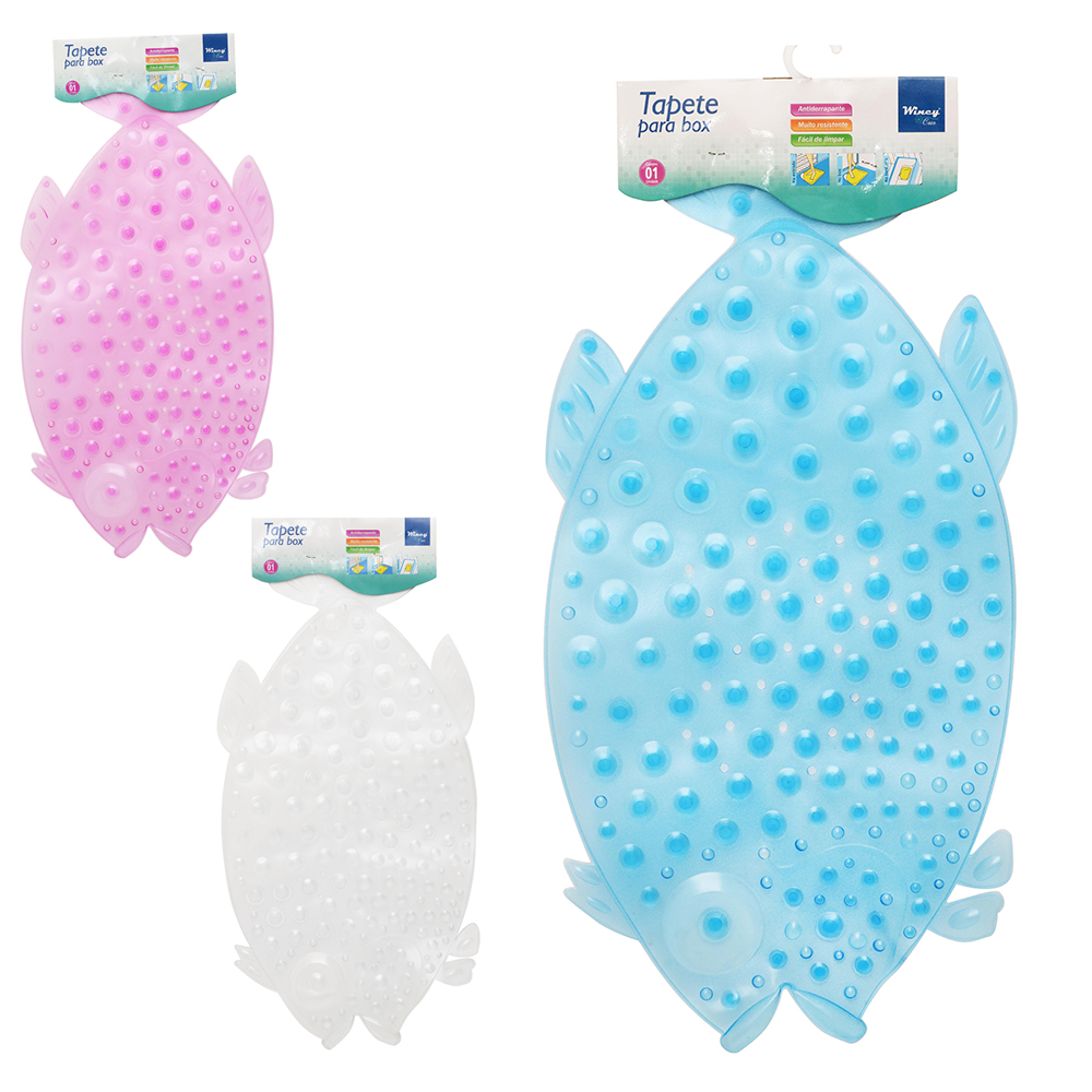 TAPETE DE PISO DE PVC PEIXE PARA BANHEIRO COM VENTOSA 75X35CM