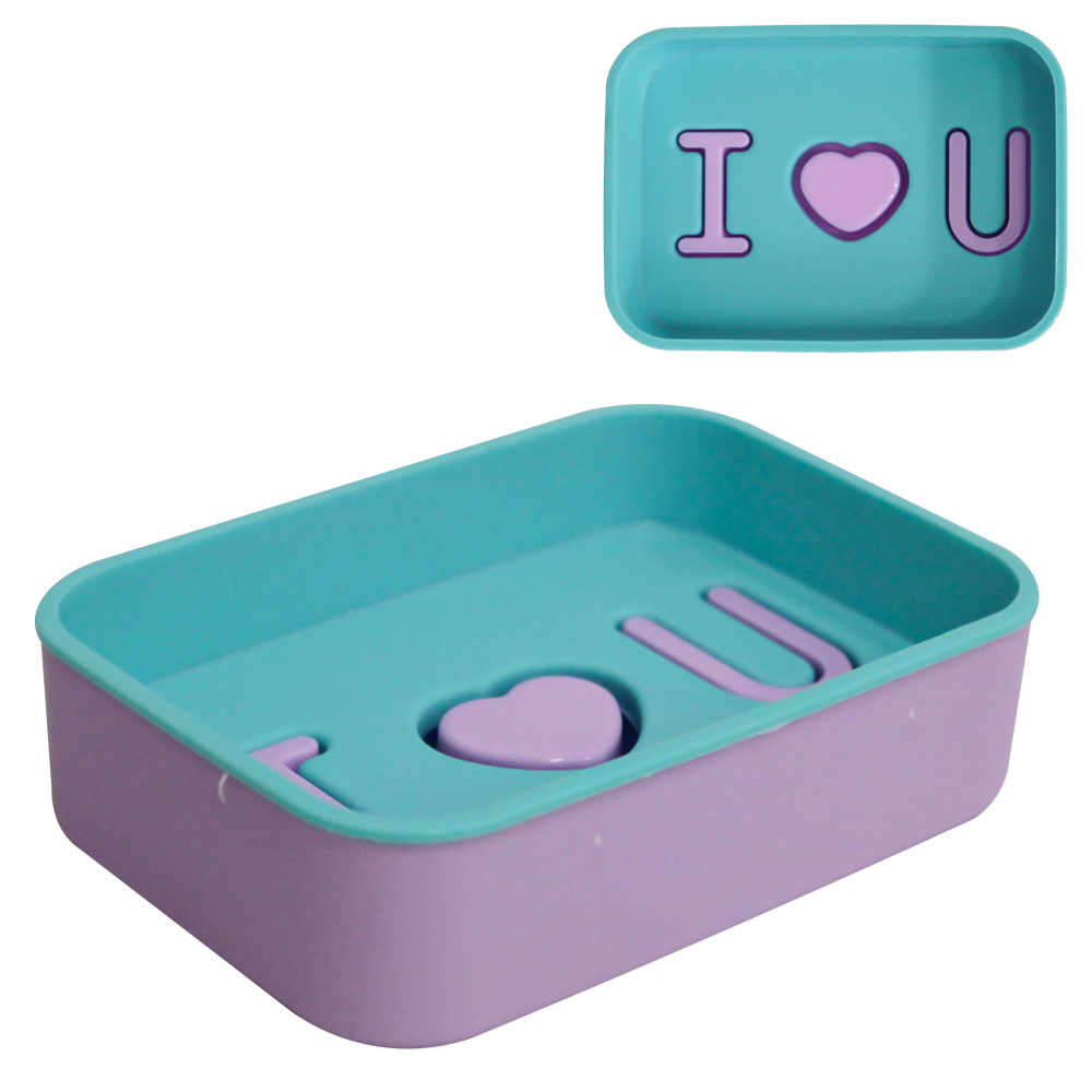 SABONETEIRA DE PIA DE PLASTICO RETANGULAR I LOVE YOU 13X9X3,5CM