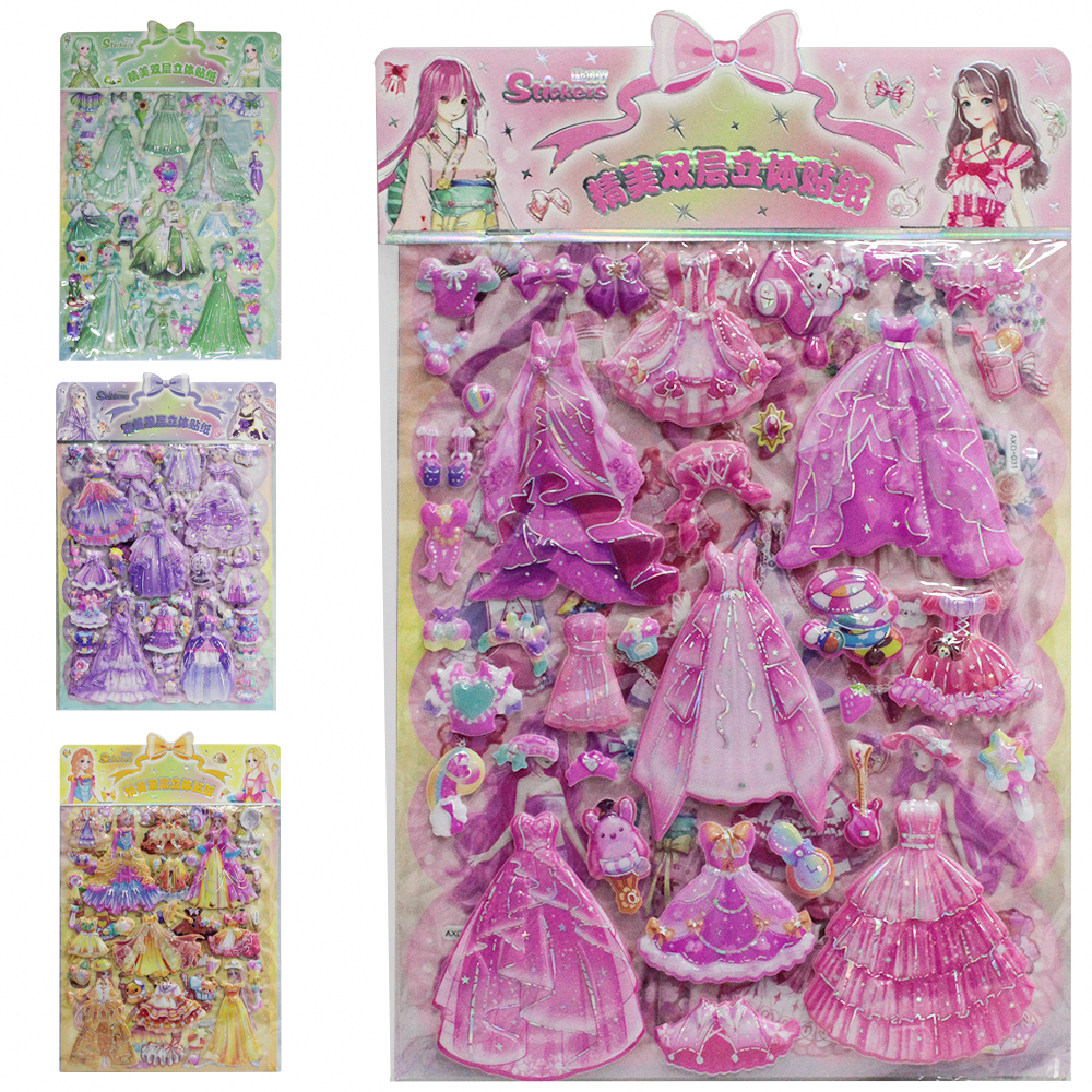 CARTELA DE ADESIVOS DUPLA PARA MONTAR MENINA 30X20CM