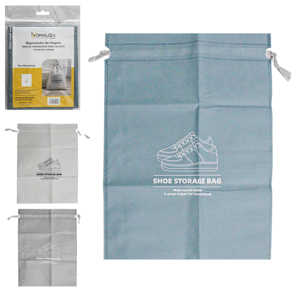 ORGANIZADOR DE VIAGENS SACO DE ARRUMACAO PARA CALCADO DE TNT 47X35CM