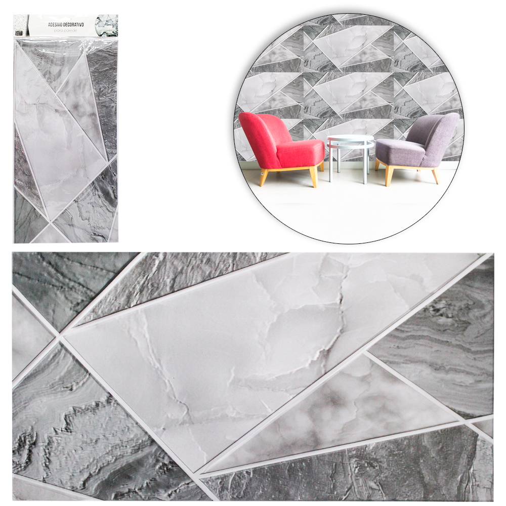PAPEL DE PAREDE PLACA AUTOADESIVO RELEVO GEOMETRICO 60X30CM