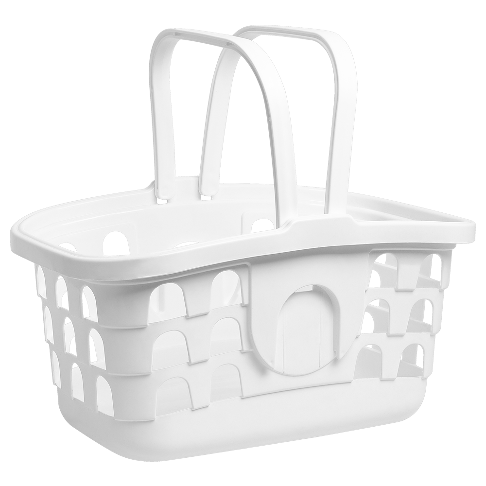 CESTO ORGANIZADOR DE PLASTICO RETANGULAR VAZADO COM ALCA BRANCO 33X21X17,5CM 
