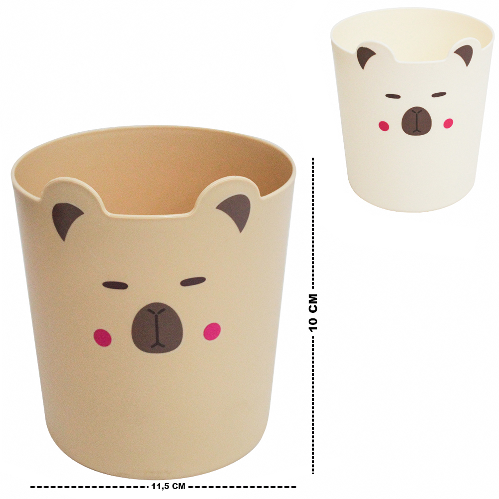 CESTO ORGANIZADOR PORTA TRECO DE PLASTICO REDONDO CAPIVARA 11,5X10CM DE Ø