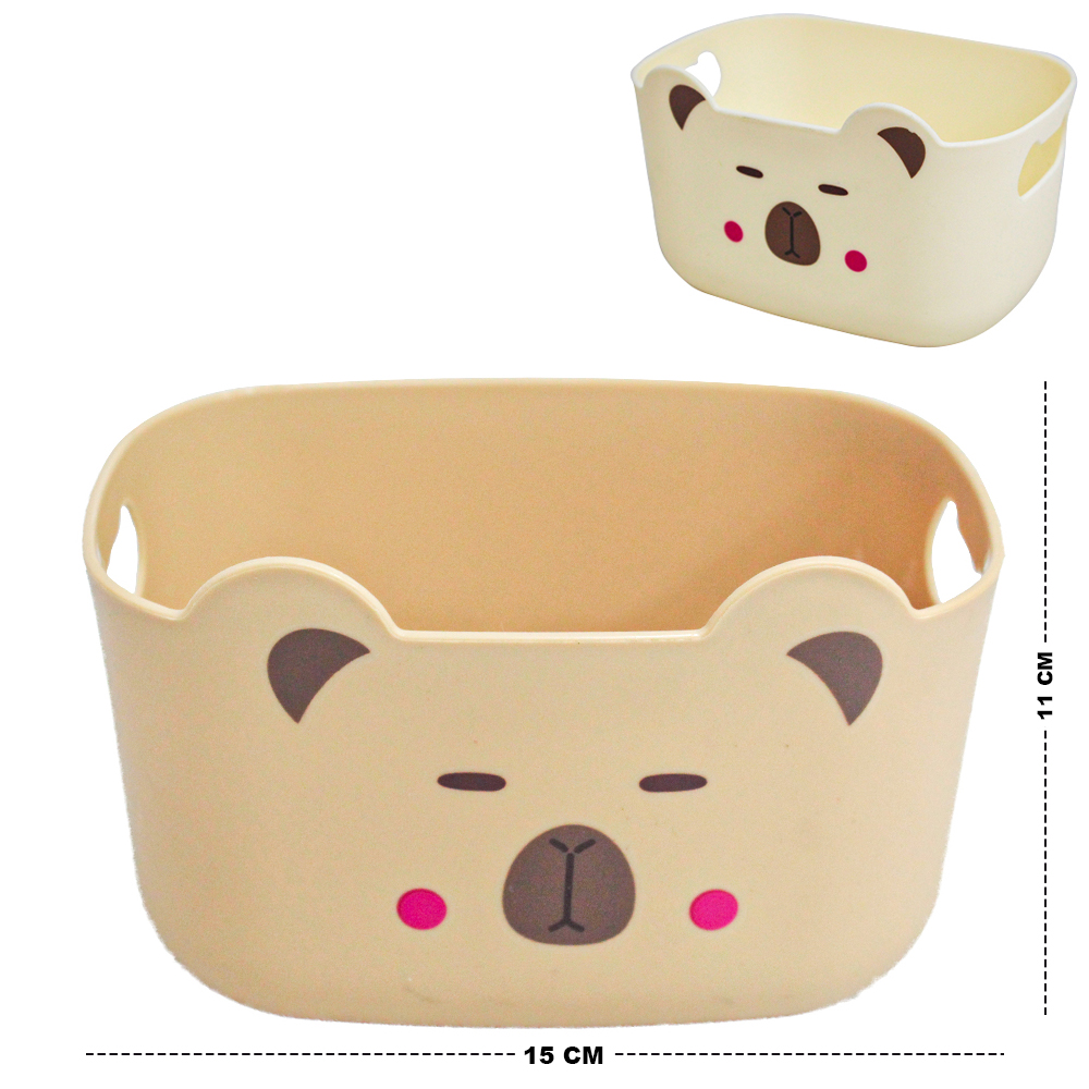 CESTO ORGANIZADOR PORTA TRECO DE PLASTICO RETANGULAR CAPIVARA COM ALCA 15X11X9,5CM