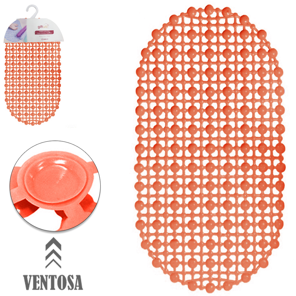 TAPETE DE PISO DE PVC OVAL PARA BANHEIRO COM VENTOSA DAY BY DAY 61X33CM