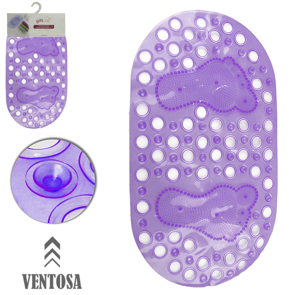 TAPETE DE PISO DE PVC OVAL PARA BANHEIRO PEZAO COM VENTOSA DAY BY DAY 67X36CM