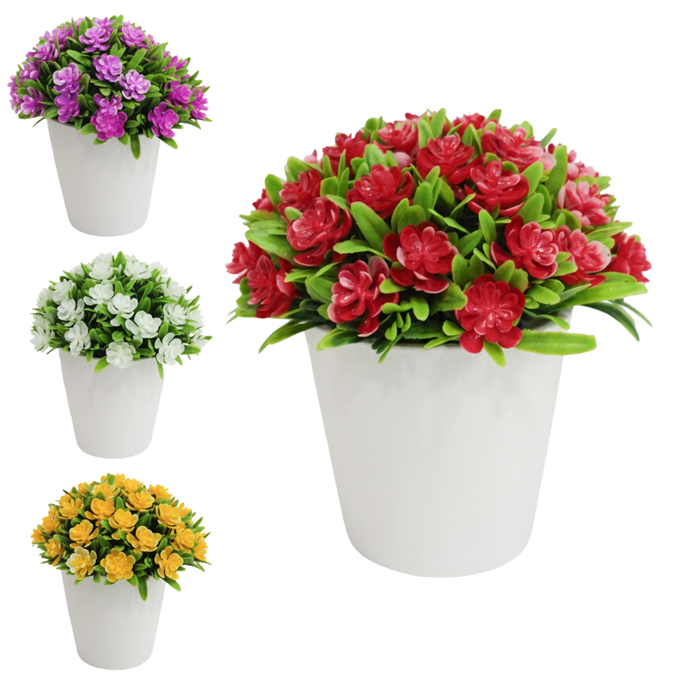 FLOR ARTIFICIAL COM VASO DE PLASTICO REDONDO SORTIDAS 12X7,5X5,6CM VCF