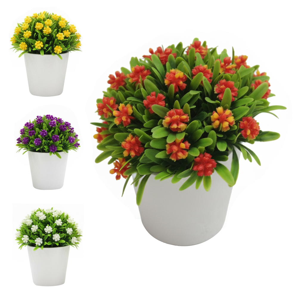 FLOR ARTIFICIAL COM VASO DE PLASTICO REDONDO SORTIDAS 12X7,5X5,6CM VCF