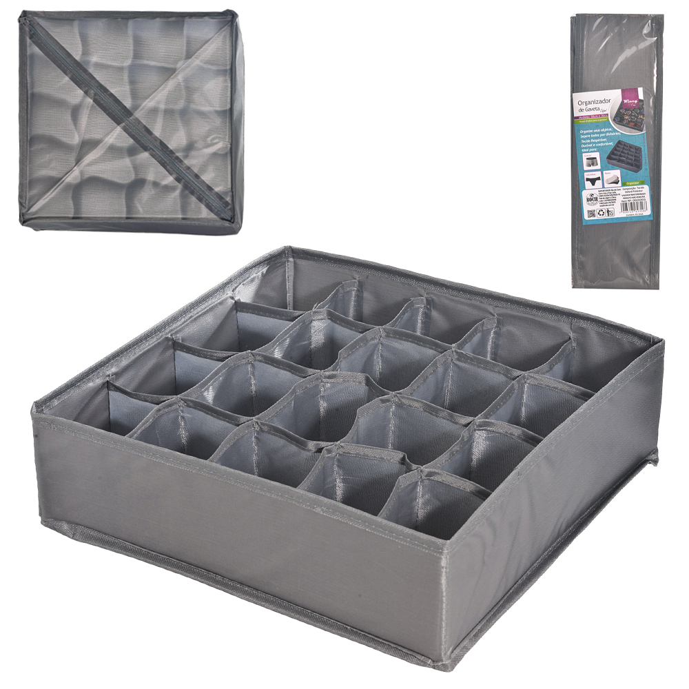 CAIXA ORGANIZADOR OXFORD (PVC/TNT) DOBRAVEL MULTIUSO COM 20 DIVISORIAS 30X30X10CM