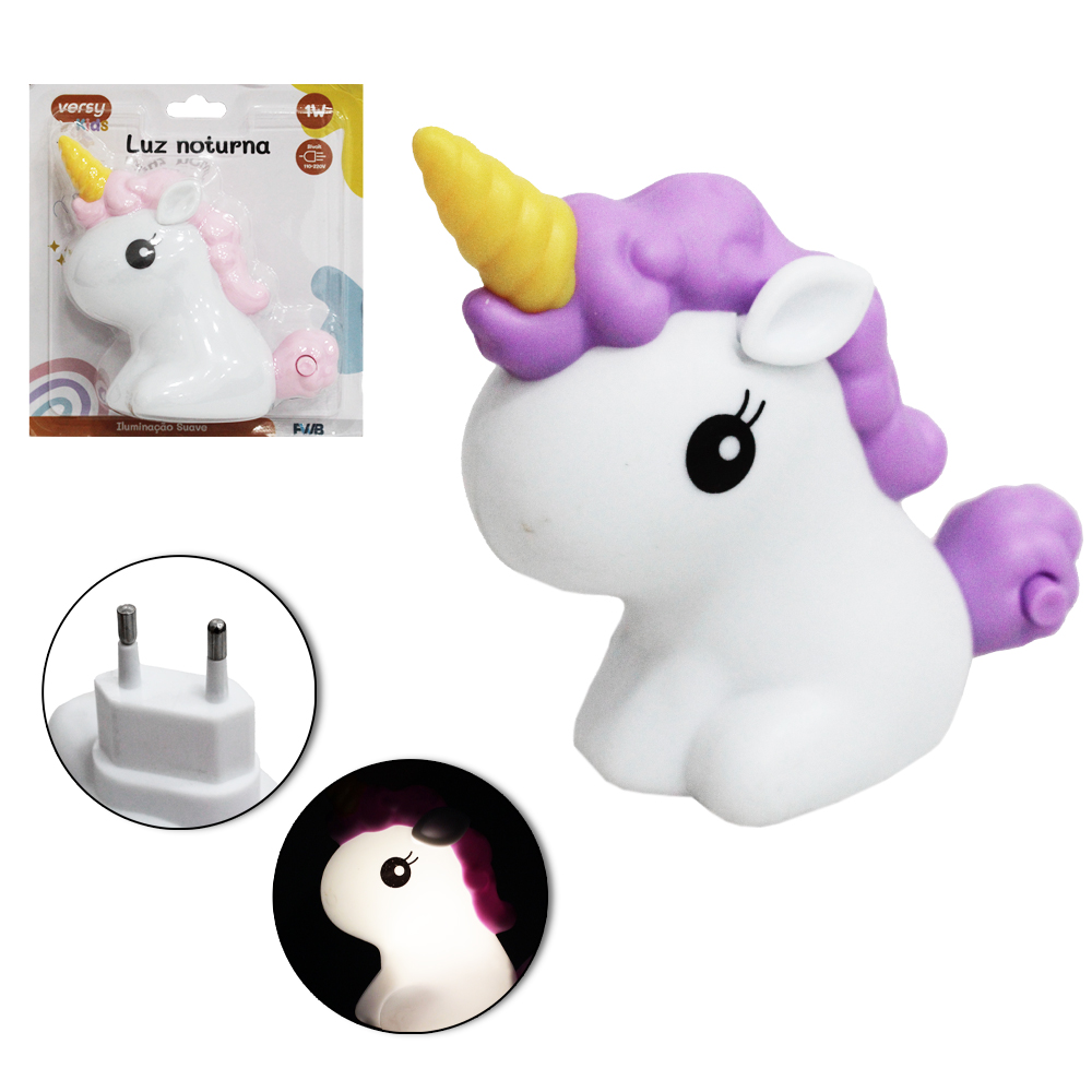 ABAJUR LUMINARIA DE TOMADA DE LED UNICORNIO VERSY KIDS BIVOLT