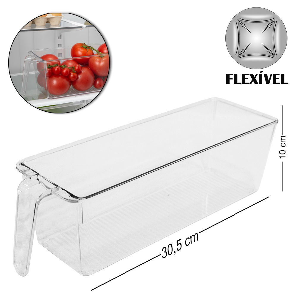 CESTO ORGANIZADOR DE PLASTICO PET FLEXIVEL RETANGULAR COM ALCA MULTIUSO FACILE 30,5X10X9CM
