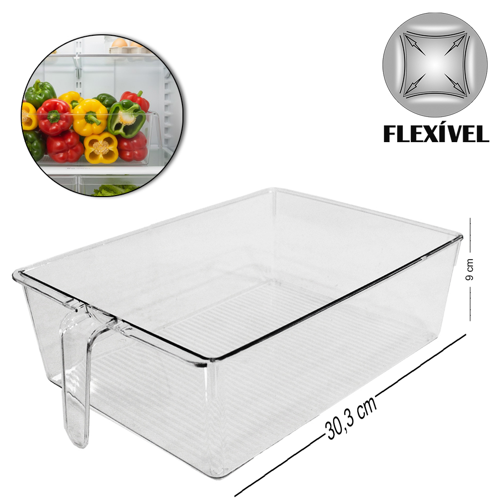 CESTO ORGANIZADOR DE PLASTICO PET FLEXIVEL RETAGULAR COM ALCA MUTIUSO FACILE 30,3X20,5X9CM