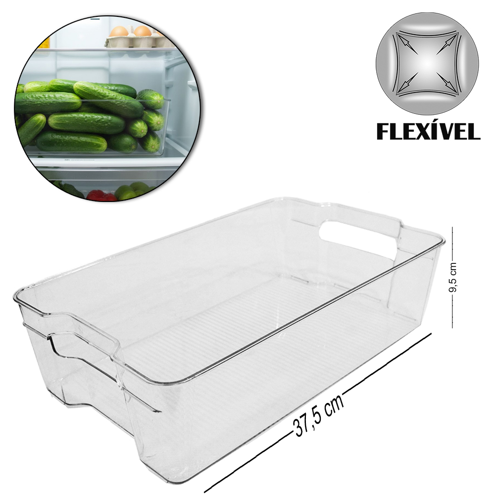 CESTO ORGANIZADOR DE PLASTICO PET FLEXIVEL RETAGULAR COM ALCA MULTIUSO FACILE 37,5X20,8X9,5CM