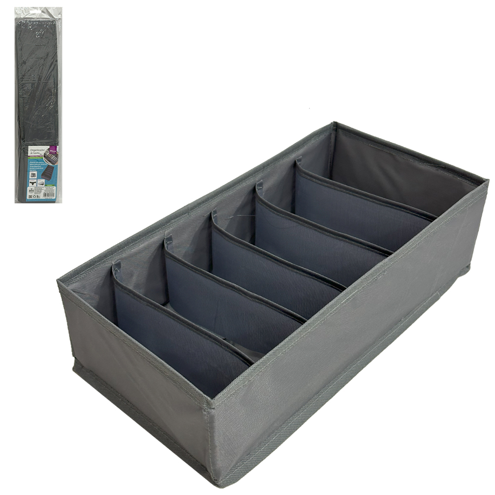 CAIXA ORGANIZADOR OXFORD (PVC/TNT) DOBRAVEL MULTIUSO COM 6 DIVISORIAS 30X16CM