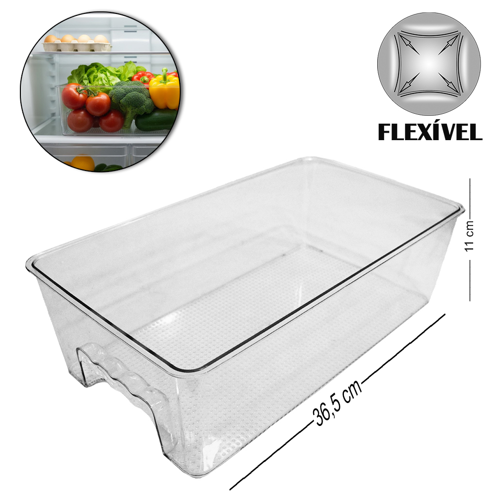 CESTO ORGANIZADOR DE PLASTICO PET FLEXIVEL RETANGULAR COM ALCA MULTIUSO FACILE 36,5X20,5X11CM