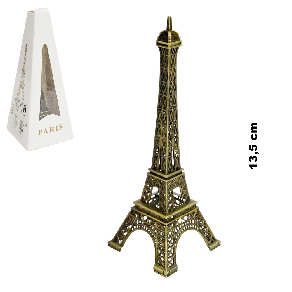 ENFEITE TORRE EIFFEL DE METAL 13,5X5,5CM NA CAIXA