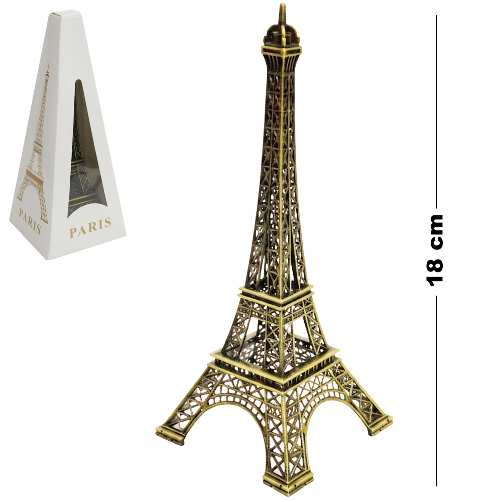 ENFEITE TORRE EIFFEL DE METAL 18X7CM NA CAIXA