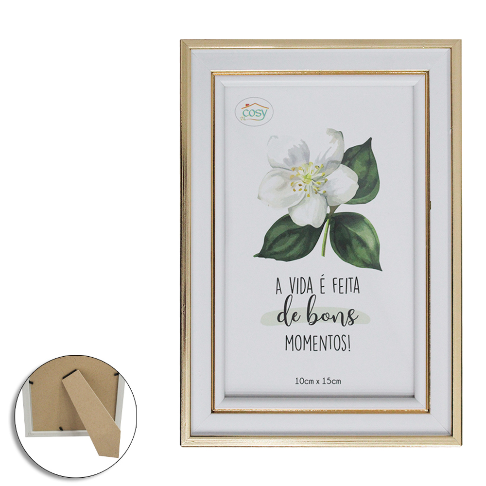 PORTA RETRATO 10X15 COM MOLDURA DE PLASTICO TMD METALIZADO