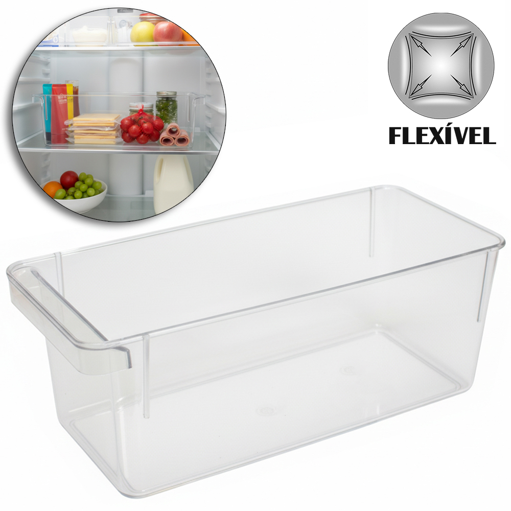 ORGANIZADOR DE PLASTICO PET FLEXIVEL RETANGULAR COM ALCA CLEAR 2,2L 26,8X11,2X10,2CM