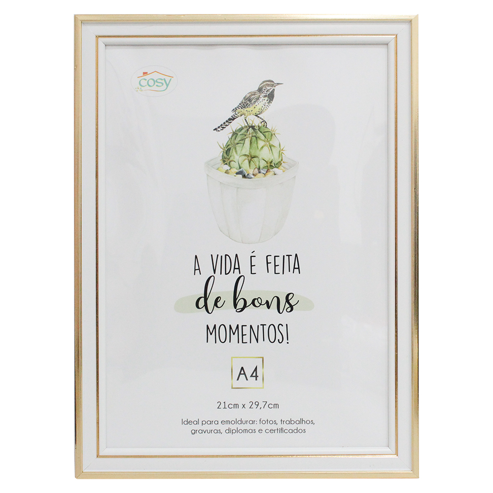 QUADRO PARA DIPLOMAS / CERTIFICADOS A4 DE PLASTICO TMD METALIZADO 30X21CM