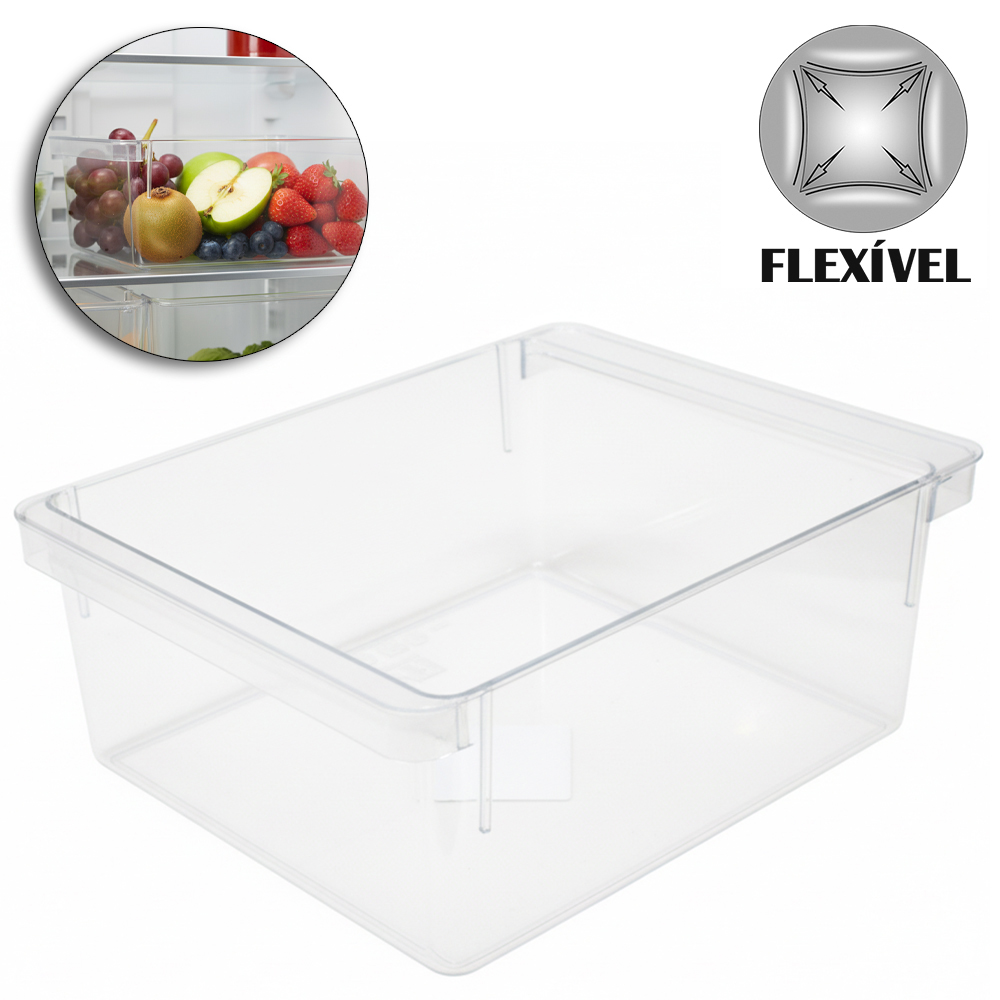 ORGANIZADOR DE PLASTICO PET FLEXIVEL RETANGULAR COM ALCA CLEAR 4L 26,8X20,8X10,2CM