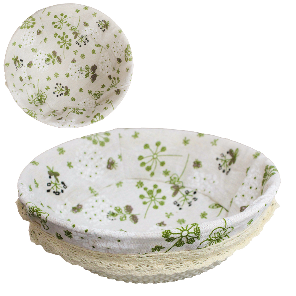 CESTA DE PLASTICO REDONDA COM ALCA + FORRO DE POLIESTER 7,5X23,5CM DE Ø