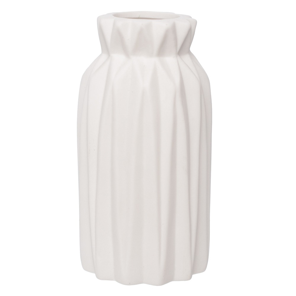 VASO DECORATIVO DE PORCELANA REDONDO BRANCO 12X6CM DE Ø