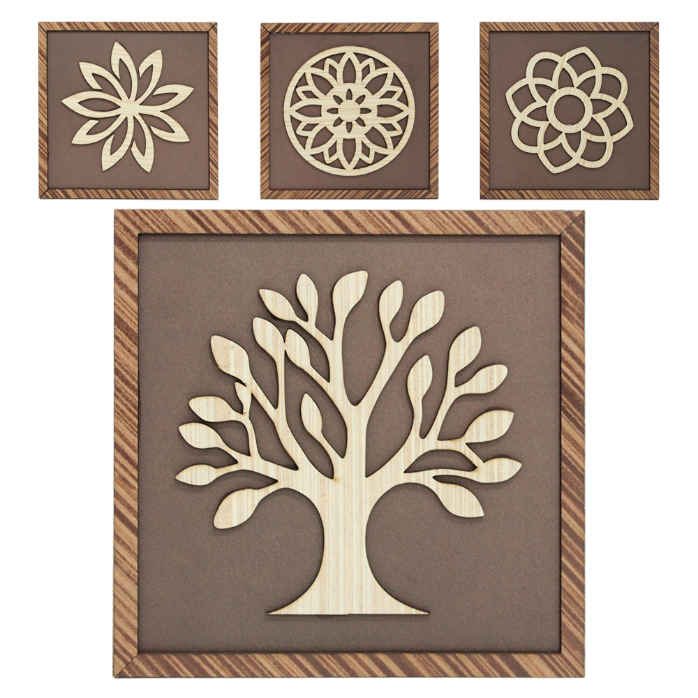 QUADRO DECORATIVO 19X19CM DE MADEIRA MDF HARMONIA RUSTICA