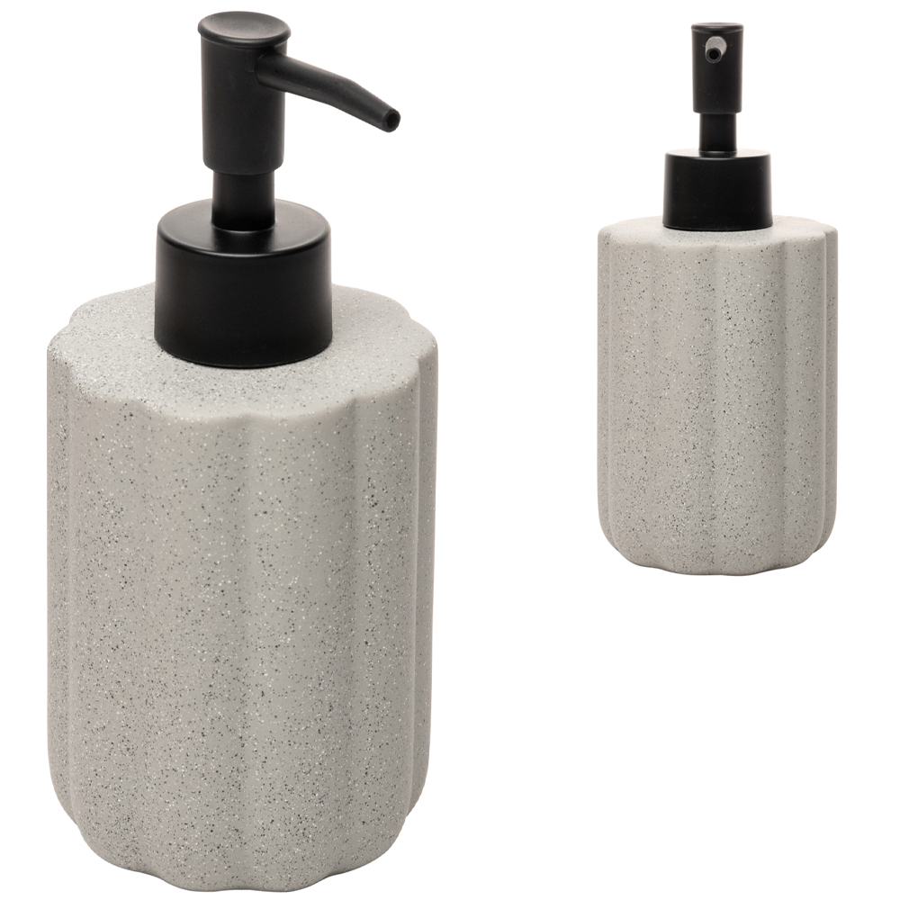 PORTA SABONETE LIQUIDO DE PORCELANA REDONDO GRANILITE GEOMETRIC CINZA 300ML