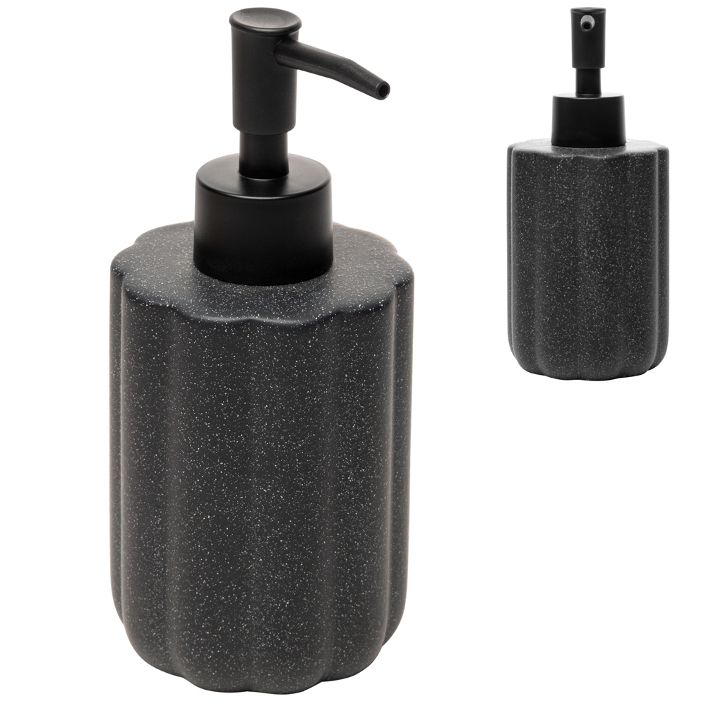 PORTA SABONETE LIQUIDO DE PORCELANA REDONDO GRANILITE GEOMETRIC PRETO 300ML