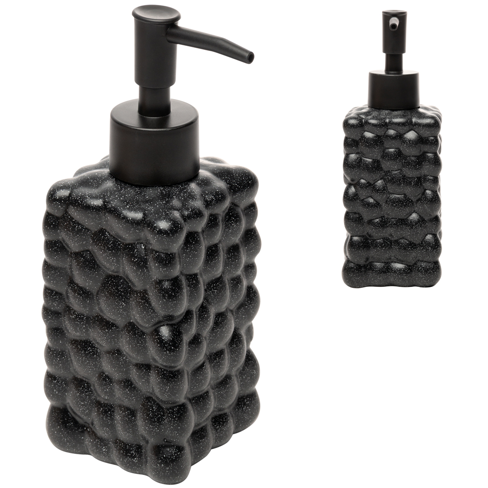 PORTA SABONETE LIQUIDO DE PORCELANA QUADRADO BUBBLE PRETO 300ML