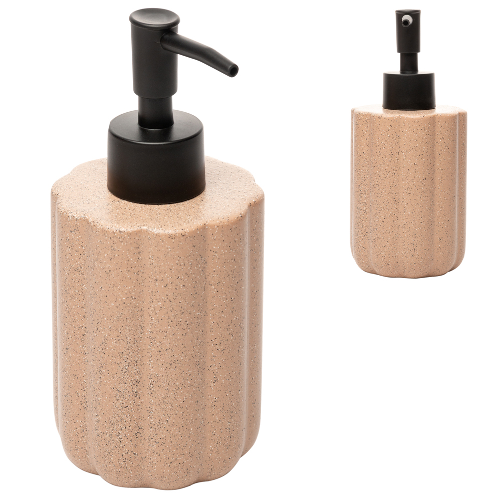 PORTA SABONETE LIQUIDO DE PORCELANA REDONDO GRANILITE GEOMETRIC NUDE 300ML