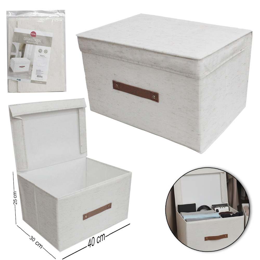 CAIXA ORGANIZADOR DE PVC / TNT DOBRAVEL MULTIUSO INOVA COM ALCA 40X30X25CM