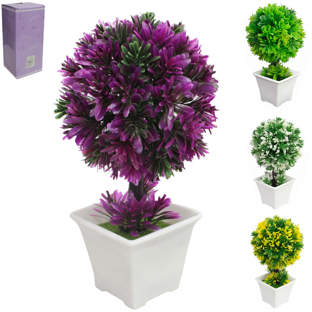 FLOR ARTIFICIAL BOLA SORTIDAS COM VASO DE PLASTICO QUADRADO 21X6,8X5CM VCF