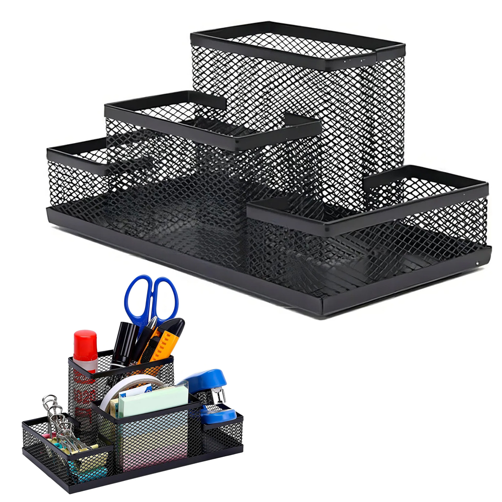 ORGANIZADOR DE MESA / PORTA CANETA / LAPIS / CLIPS E PAPEL ARAMADO 20,5X10,5X9,5CM