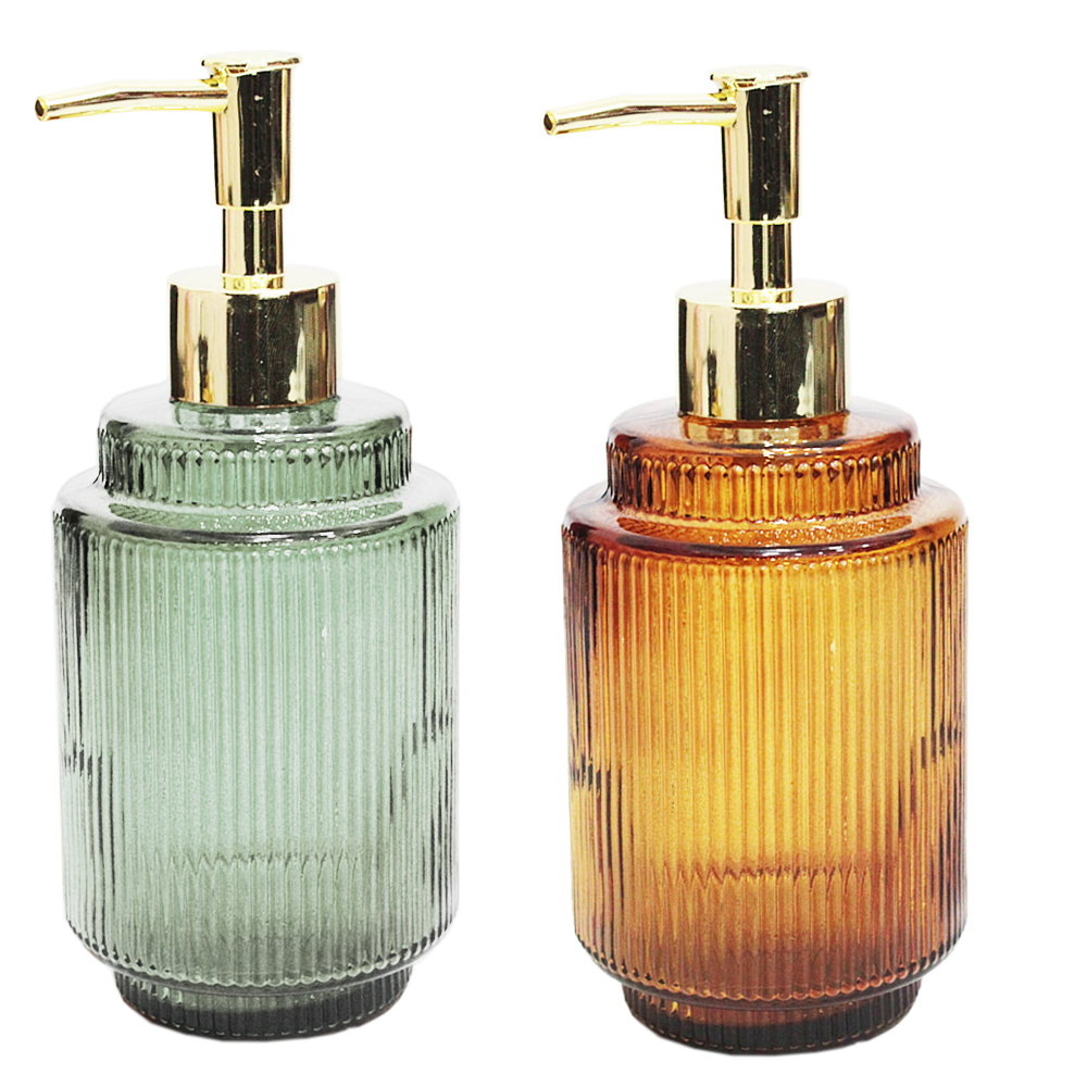 PORTA SABONETE LIQUIDO DE VIDRO REDONDO TRANSCOLOR 350ML