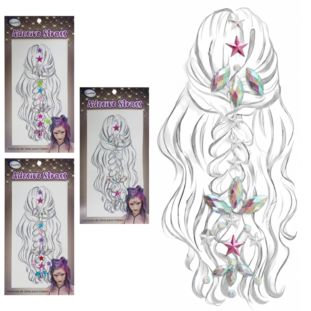 ADESIVO DECORATIVO STRASS FACIAIS / CABELO JOIAS