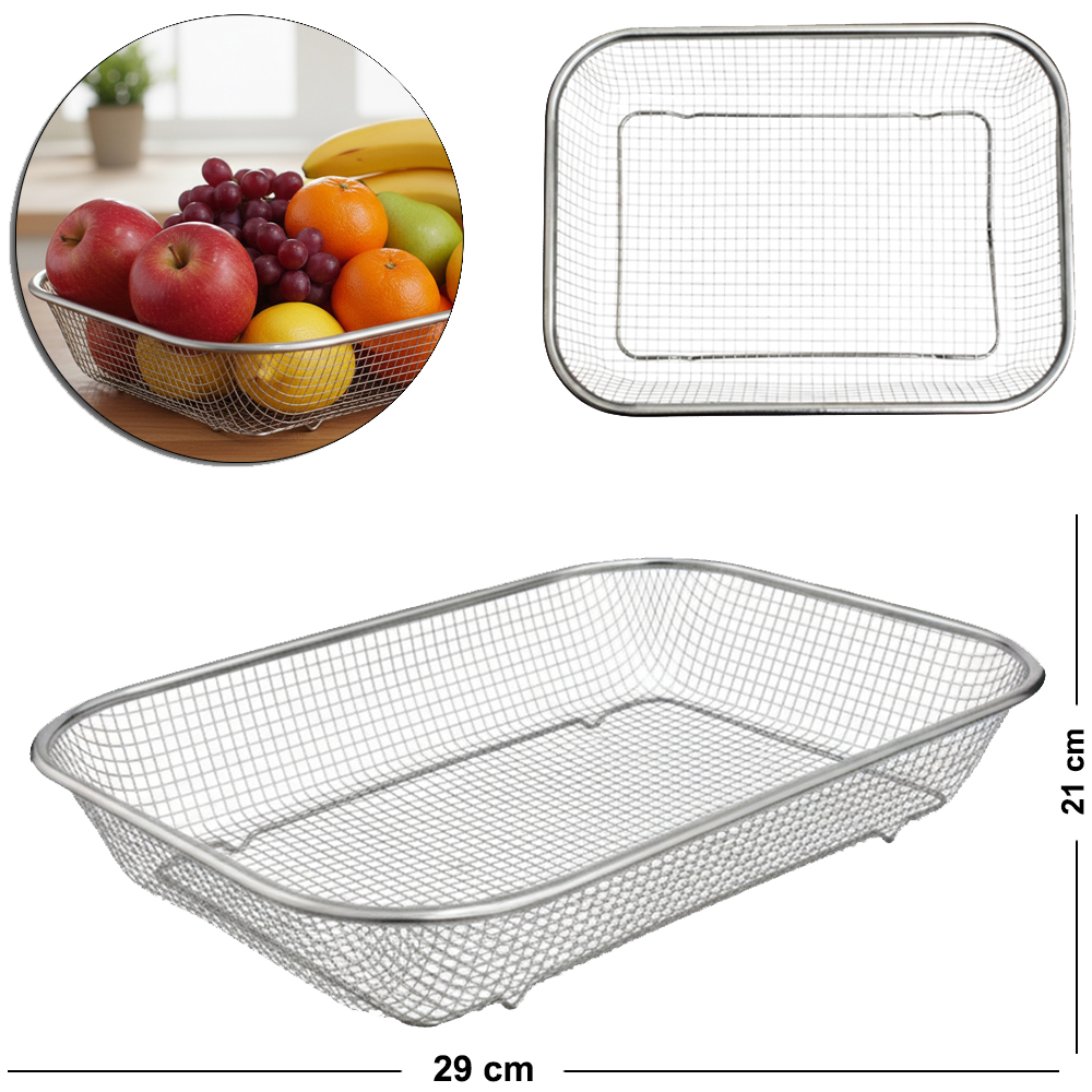 CESTO ORGANIZADOR ARAMADO RETANGULAR MULTIUSO 29X21X6CM