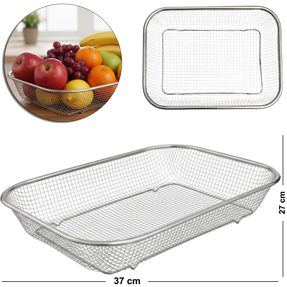 CESTO ORGANIZADOR ARAMADO RETANGULAR MULTIUSO 37X27X7CM