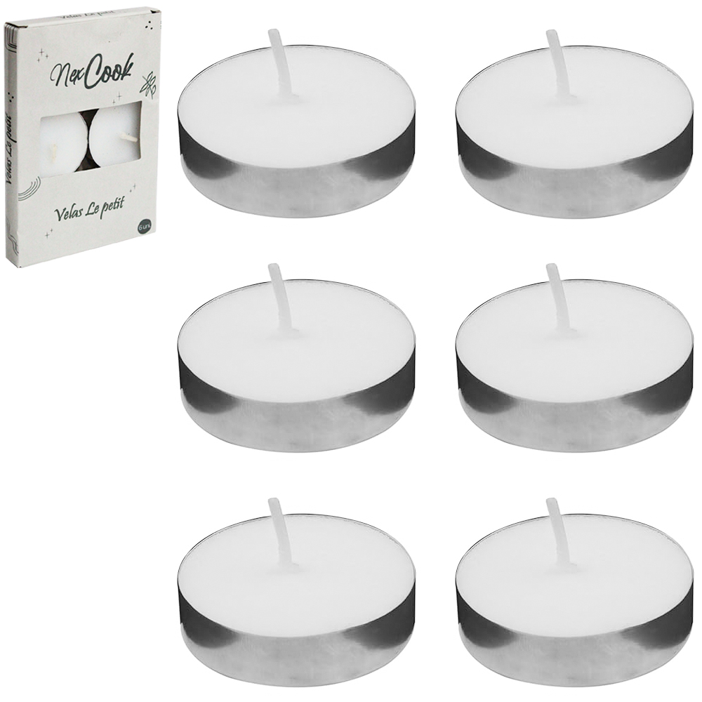 VELA DECORATIVA FLUTUANTE / RECHAUD BRANCA COM 6 PECAS 4CM DE Ø